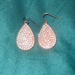 Silver sparkly tear drop earrings